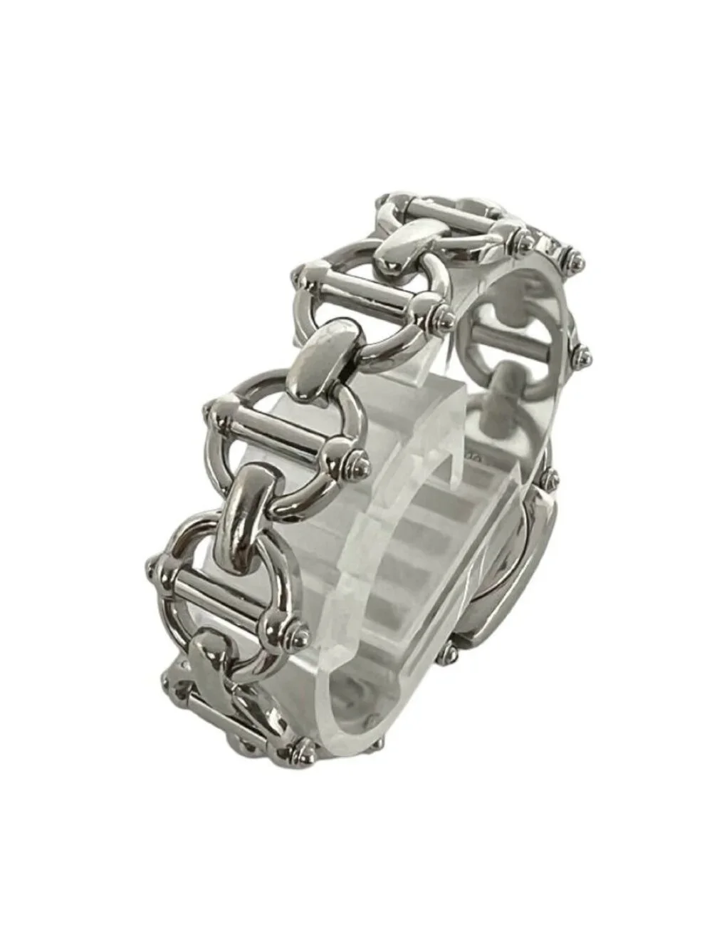 Gucci Horsebit Chain Stainless Steel Quartz Watch Wrist Silver